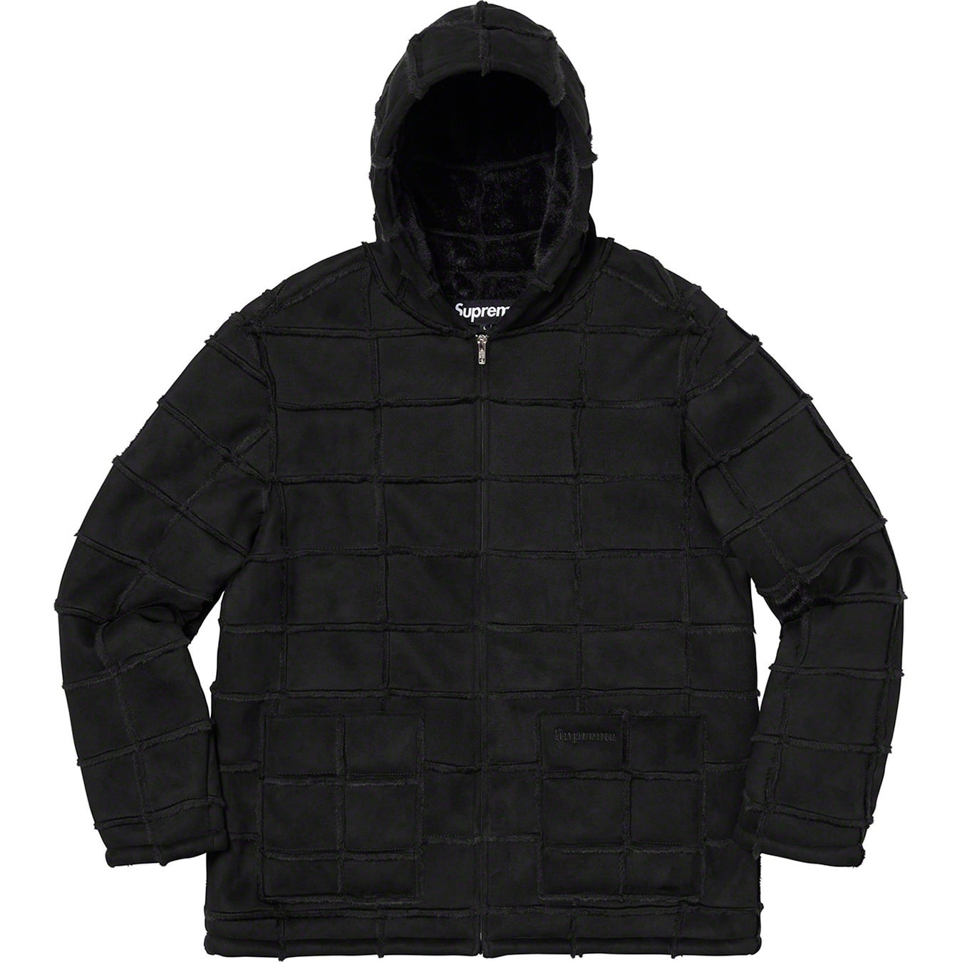 Faux Suede Patchwork Hooded Jacket view 8